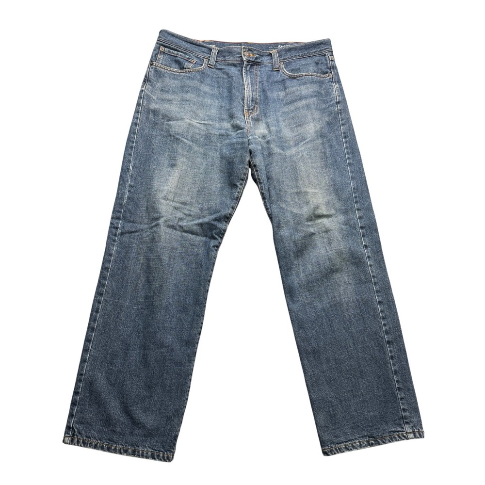 Eddie Bauer Relaxed Fit Jeans Mens 38x32 Blue Flannel Lined Denim Workwear